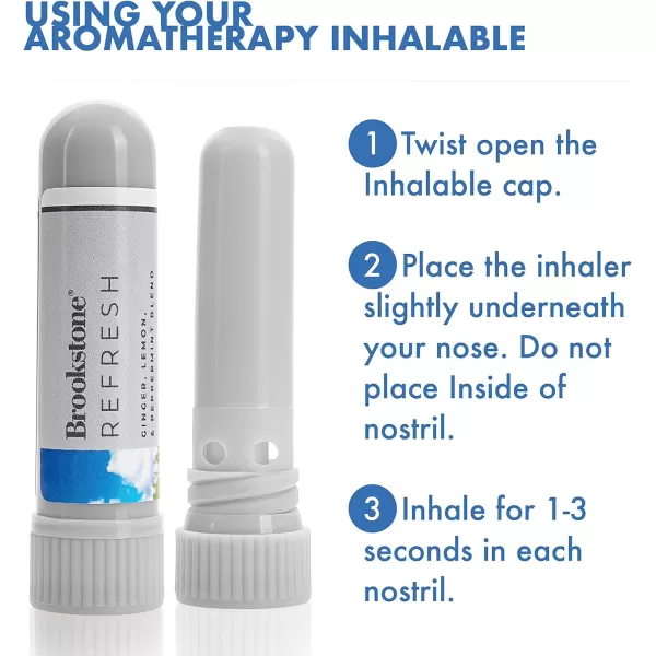 Brookstone Aromatherapy Inhaler  Essential Oil Inhaler for Stress Relief Stuffy Nose Relief and General Aromatherapy Benefits  Awaken 3 PackRefresh