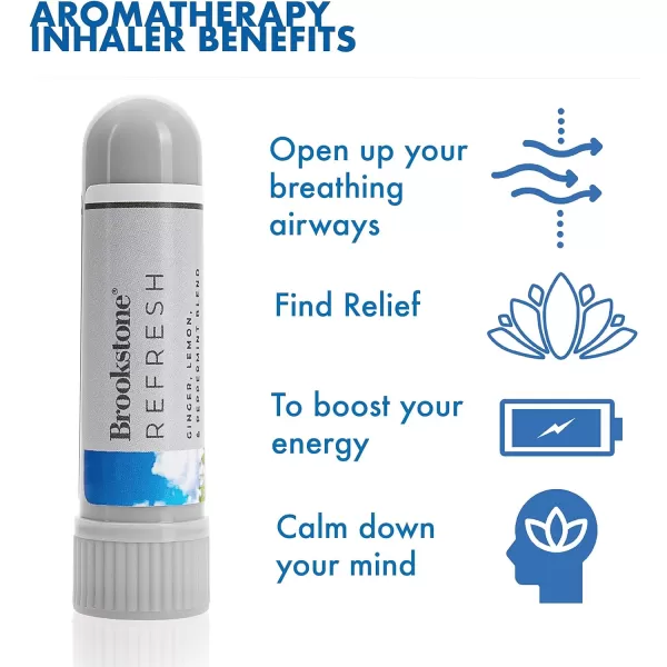 Brookstone Aromatherapy Inhaler  Essential Oil Inhaler for Stress Relief Stuffy Nose Relief and General Aromatherapy Benefits  Awaken 3 PackRefresh