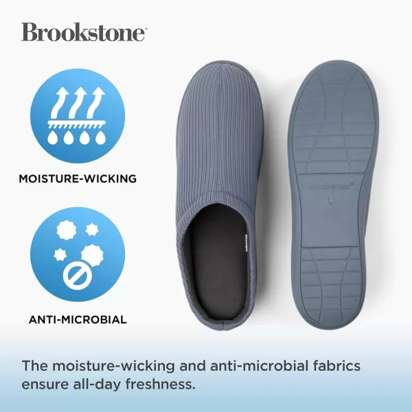 Brookstone Classic Comfort Memory Foam Slippers  Mens Memory Foam Indoor Slippers  Warm ampamp Comfortable Cozy Slippers for Men  Soft Plush Lining NonSlip Sole Indoor SlippersDusty Blue