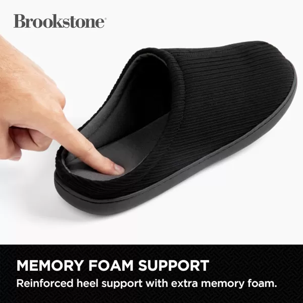 Brookstone Classic Comfort Memory Foam Slippers  Mens Memory Foam Indoor Slippers  Warm ampamp Comfortable Cozy Slippers for Men  Soft Plush Lining NonSlip Sole Indoor SlippersBlack