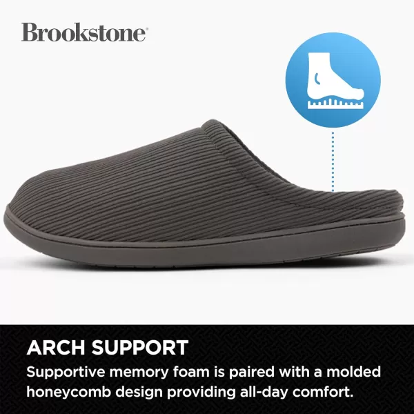 Brookstone Classic Comfort Memory Foam Slippers  Mens Memory Foam Indoor Slippers  Warm ampamp Comfortable Cozy Slippers for Men  Soft Plush Lining NonSlip Sole Indoor SlippersCharcoal