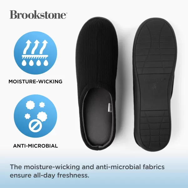 Brookstone Classic Comfort Memory Foam Slippers  Mens Memory Foam Indoor Slippers  Warm ampamp Comfortable Cozy Slippers for Men  Soft Plush Lining NonSlip Sole Indoor SlippersBlack