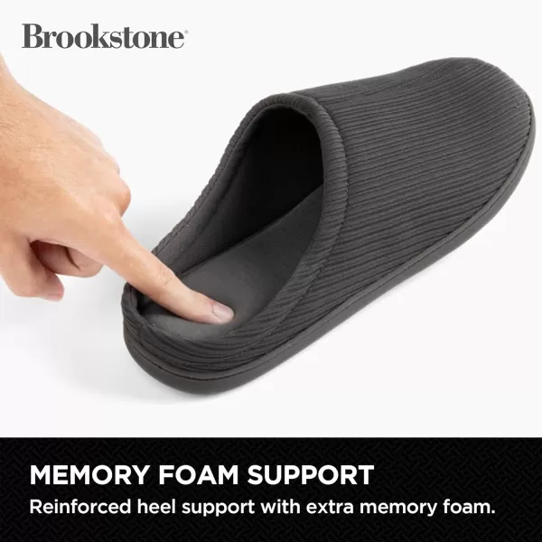 Brookstone Classic Comfort Memory Foam Slippers  Mens Memory Foam Indoor Slippers  Warm ampamp Comfortable Cozy Slippers for Men  Soft Plush Lining NonSlip Sole Indoor SlippersCharcoal