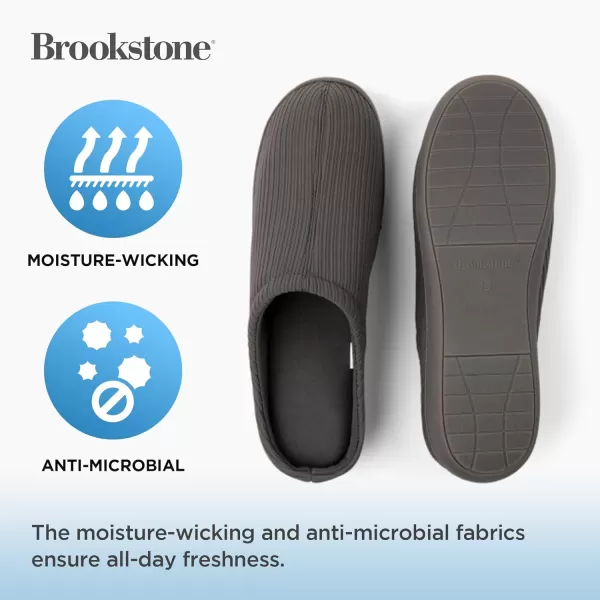 Brookstone Classic Comfort Memory Foam Slippers  Mens Memory Foam Indoor Slippers  Warm ampamp Comfortable Cozy Slippers for Men  Soft Plush Lining NonSlip Sole Indoor SlippersCharcoal