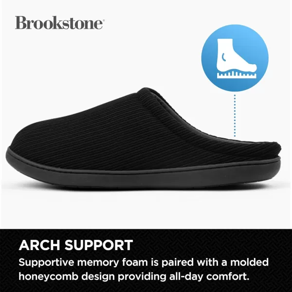 Brookstone Classic Comfort Memory Foam Slippers  Mens Memory Foam Indoor Slippers  Warm ampamp Comfortable Cozy Slippers for Men  Soft Plush Lining NonSlip Sole Indoor SlippersBlack