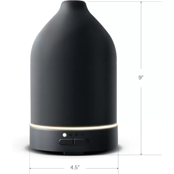 Brookstone Essential Oil Ceramic Diffuser Ripple Ultrasonic Aromatherapy and Relaxation 60ml Oils Diffuser Cool Air Mist Humidifier Relaxing Fragrant Environment For Any Room in Home or OfficeBlack