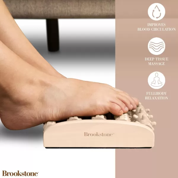 Brookstone Foot Roller Massager for Tension Relief  Wood Foot Massage Tool  Stimulate Foot Reflexes Relieve Stress and Soothe Tension  Wooden Rolling Massager WalnutOak