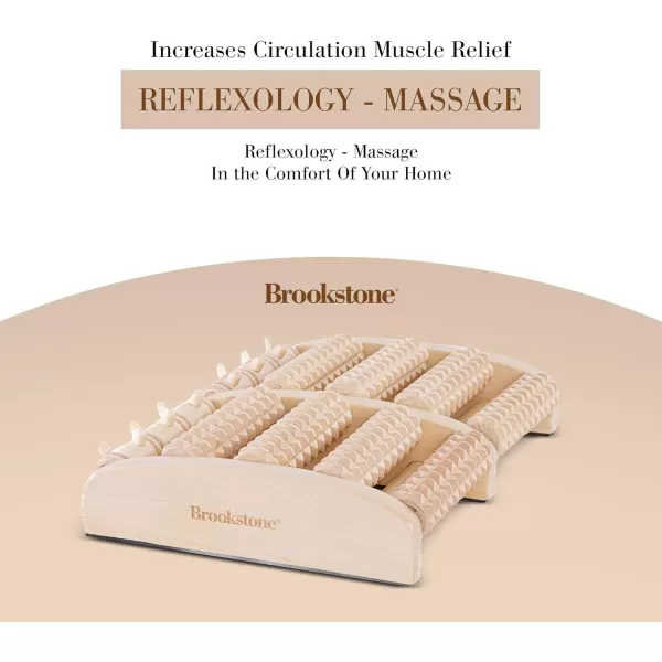 Brookstone Foot Roller Massager for Tension Relief  Wood Foot Massage Tool  Stimulate Foot Reflexes Relieve Stress and Soothe Tension  Wooden Rolling Massager WalnutOak