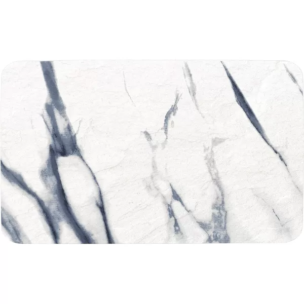 Brookstone Hyper Dry Absorbent Stone Bath Mat  Instant Drying EcoFriendly Diatomaceous Earth Bath Mat  NonSlip and Absorbs 3X Its Volume  153 in x 236 in  WhiteBlueWhiteBlue