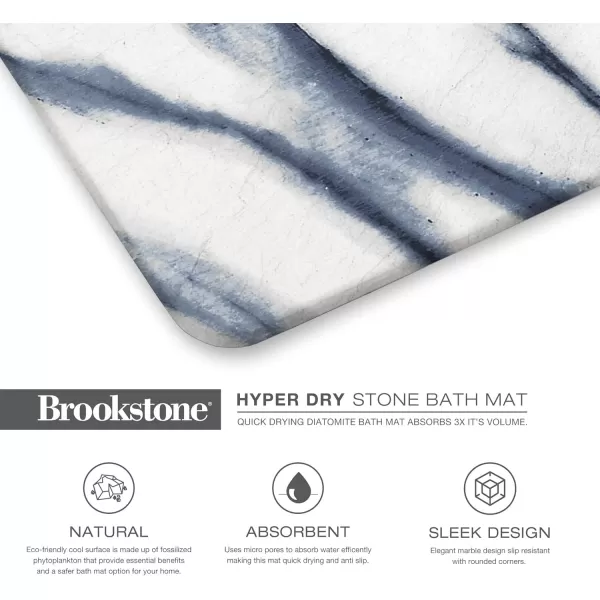 Brookstone Hyper Dry Absorbent Stone Bath Mat  Instant Drying EcoFriendly Diatomaceous Earth Bath Mat  NonSlip and Absorbs 3X Its Volume  153 in x 236 in  WhiteBlueWhiteBlue