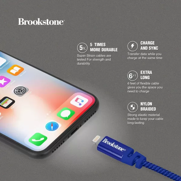 Brookstone Lightning to USBA Charging Cable 6 Feet MFi Certified Super Strain amp NylonBraided for iPhone SE1111 Pro11 Pro MaxXSXS MaxXRX88 Plus77 Plus6iPad AirAirPods BlueBrookstone Lightning to USBA Charging Cable 6 Feet MFi Certified Super Strain amp NylonBraided for iPhone SE1111 Pro11 Pro MaxXSXS MaxXRX88 Plus77 Plus6iPad AirAirPods Blue