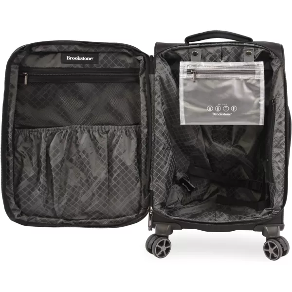 Brookstone Luggage Harbor Spinner Suitcase Black CheckinBrookstone Luggage Harbor Spinner Suitcase Black Checkin