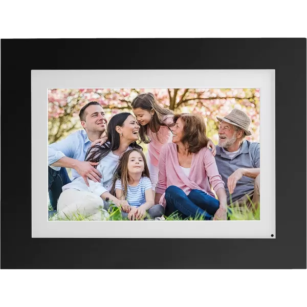 Brookstone PhotoShare 14 Smart Digital Picture Frame Send Pics from Phone to Frames WiFi 8 GB Holds 5000 Pics HD Touchscreen Premium Espresso Wood Easy 1min SetupBlack