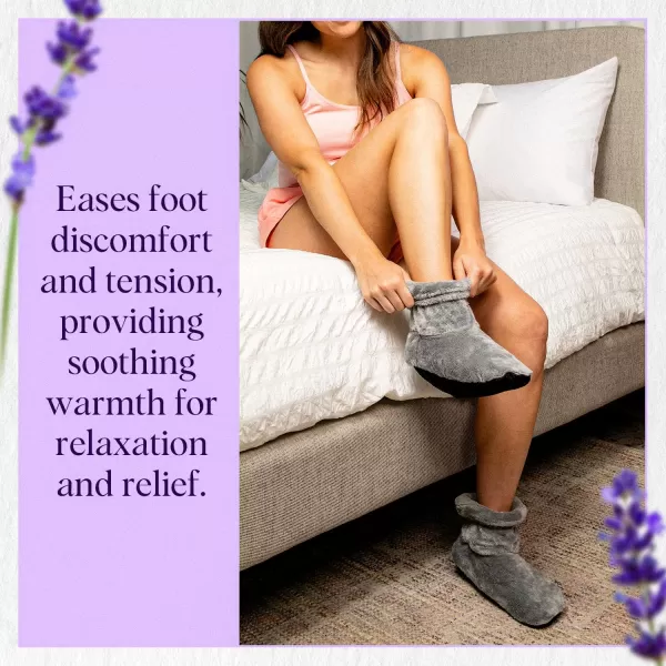 Brookstone Premium TheraSpa Warming Booties with Hot and Cold Therapy Foot Warmer LavenderInfused One Size Fits Most Blush PinkGlacier Gray