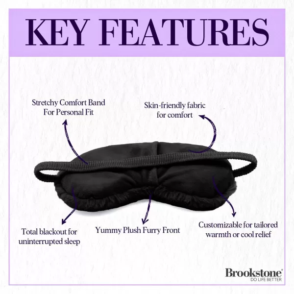 Brookstone TheraSpa Premium Black Eye Mask with Hot and Cold Therapy for a Heated Eye Mask or Cold Eye Mask LavenderInfused Relaxation Gifts Warm in Microwave Chill in Freezer Midnight BlackMidnight Black