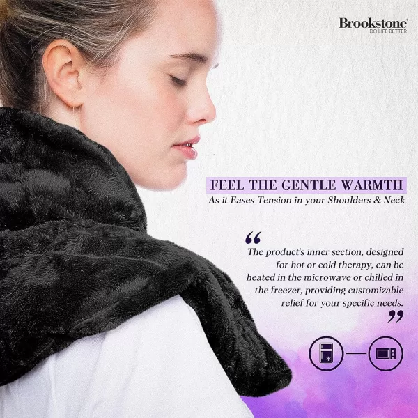 Brookstone TheraSpa Premium Hot and Cold Therapy Body Wrap with Straps Cooling and Microwave Heating Pad LavenderInfused Portable Midnight BlackNeck Wrap  Midnight Black