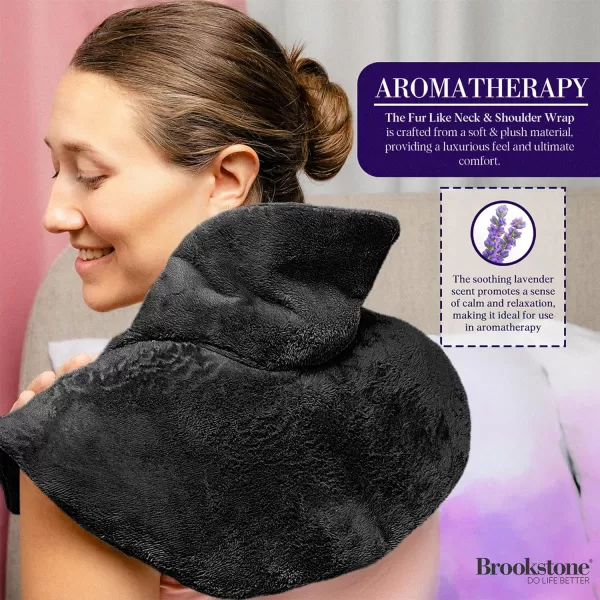 Brookstone TheraSpa Premium Hot and Cold Therapy Body Wrap with Straps Cooling and Microwave Heating Pad LavenderInfused Portable Midnight BlackNeck Wrap  Midnight Black