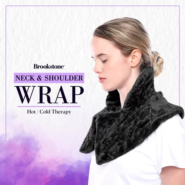 Brookstone TheraSpa Premium Hot and Cold Therapy Body Wrap with Straps Cooling and Microwave Heating Pad LavenderInfused Portable Midnight BlackNeck Wrap  Midnight Black