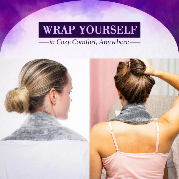 Brookstone TheraSpa Premium Hot and Cold Therapy Body Wrap with Straps Cooling and Microwave Heating Pad LavenderInfused Portable Midnight BlackNeck and Shoulder Wrap  Glacier Gray