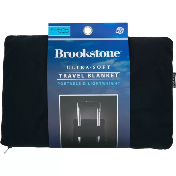 Brookstone Travel 21 Ultra Soft Jersey Knit Travel Blanket with Carrying Case and Luggage PassThrough  Portable Blanket BlueBlack One Size