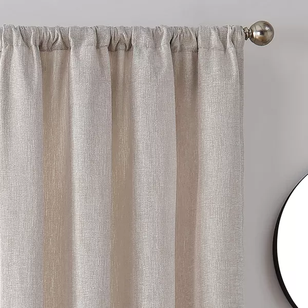 Brookstone Troy Mid Century Modern Room Darkening Rod Pocket Window Curtains wLiner for Bedroom Single Panel 50 in x 63 in BrownBeige 50 in x 108 in