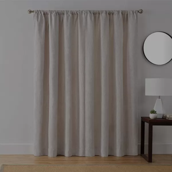 Brookstone Troy Mid Century Modern Room Darkening Rod Pocket Window Curtains wLiner for Bedroom Single Panel 50 in x 63 in BrownBeige 50 in x 108 in