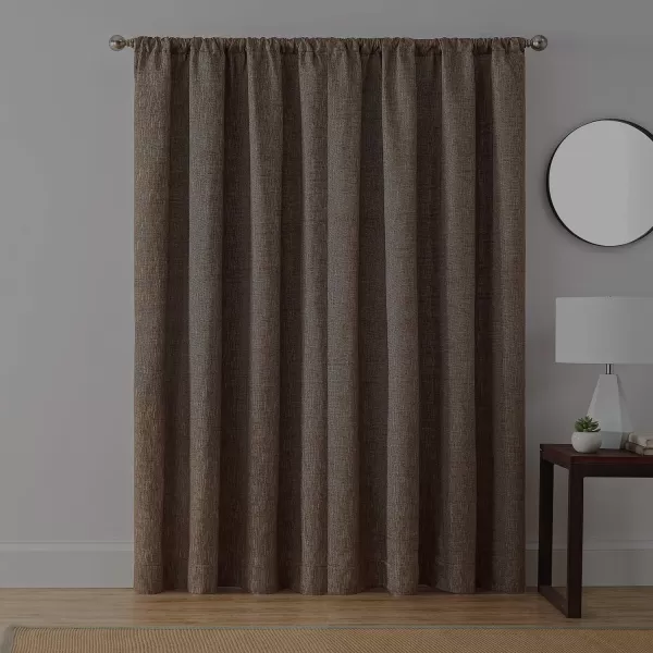 Brookstone Troy Mid Century Modern Room Darkening Rod Pocket Window Curtains wLiner for Bedroom Single Panel 50 in x 63 in BrownBrown 50 in x 108 in