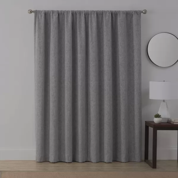 Brookstone Troy Mid Century Modern Room Darkening Rod Pocket Window Curtains wLiner for Bedroom Single Panel 50 in x 63 in BrownGray 50 in x 95 in