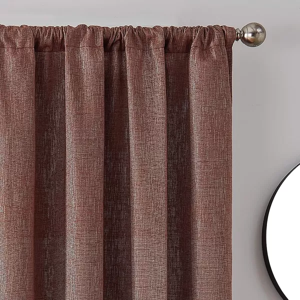 Brookstone Troy Mid Century Modern Room Darkening Rod Pocket Window Curtains wLiner for Bedroom Single Panel 50 in x 63 in BrownSpice 50 in x 108 in