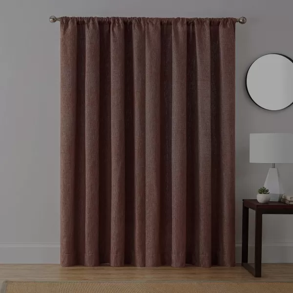 Brookstone Troy Mid Century Modern Room Darkening Rod Pocket Window Curtains wLiner for Bedroom Single Panel 50 in x 63 in BrownSpice 50 in x 108 in