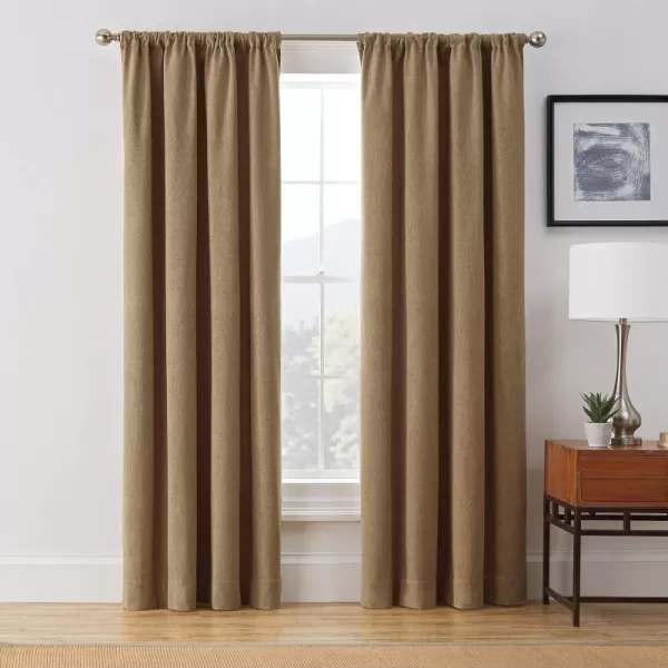 Brookstone  FZE002EB1CAM Harvey Mid Century Modern Room Darkening Window Curtains wLiner for Bedroom Single Panel 50 x 63 Camel50 x 108 Camel