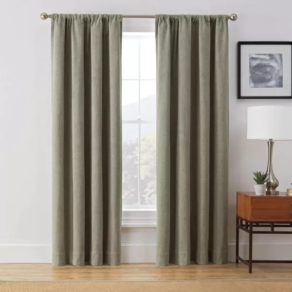 Brookstone  FZE002EB1CAM Harvey Mid Century Modern Room Darkening Window Curtains wLiner for Bedroom Single Panel 50 x 63 Camel50 x 108 Green