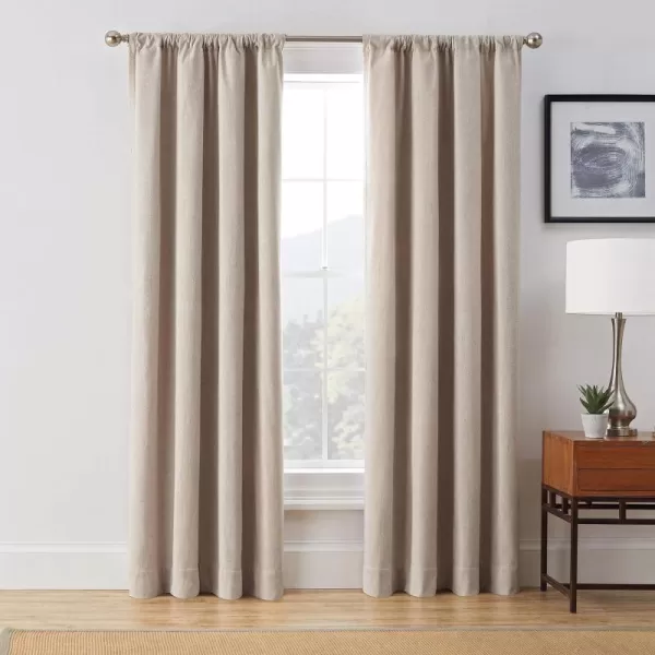 Brookstone  FZE002EB1CAM Harvey Mid Century Modern Room Darkening Window Curtains wLiner for Bedroom Single Panel 50 x 63 Camel50 x 108 Linen