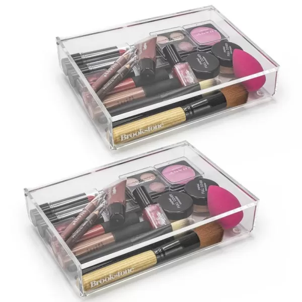 Brookstone 2 PACK Makeup Organizer Acrylic Storage with Lid Clear Plastic Display Box Two Piece Cosmetic Case Measuring 775 x 525 x 18Brookstone 2 PACK Makeup Organizer Acrylic Storage with Lid Clear Plastic Display Box Two Piece Cosmetic Case Measuring 775 x 525 x 18