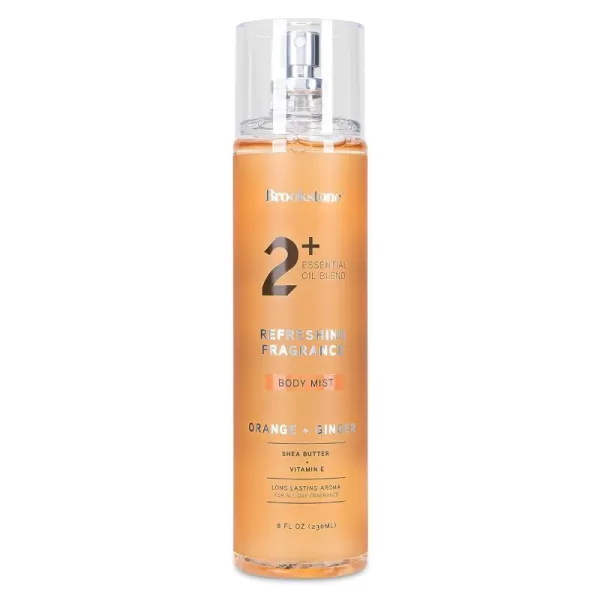 Brookstone 2 Plus Essential Oil Blend Body Spray  Body Mist with Natures Finest Shea Butter amp Vitamin E  Experience enchanting scents for a lasting impression  Orange amp Ginger 8 Fl ozOrange Ginger