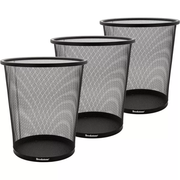 Brookstone 3 Pack Metallic Mesh Wastebasket for Office amp Home Open Top Under Desk Trash Can Lightweight amp Sturdy Recycling BinBlack