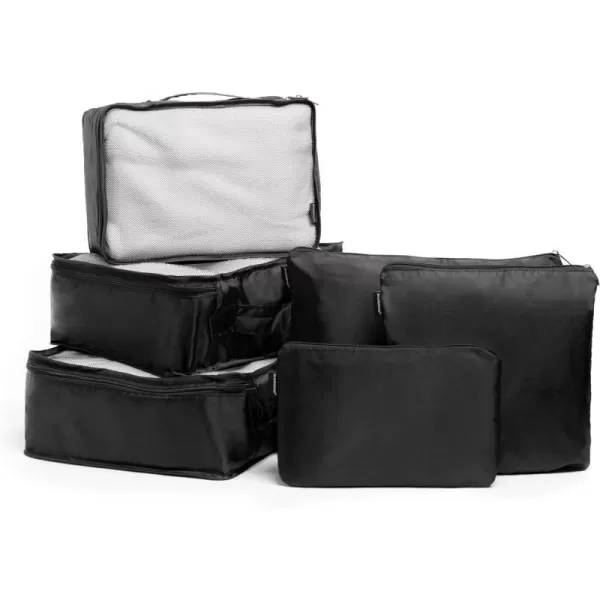 Brookstone 6 Piece Packing Cube Set Tear Resistant Multi Functional Apparal and Accessory Storage BlackBlack One Size