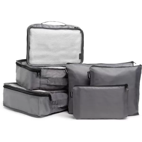 Brookstone 6 Piece Packing Cube Set Tear Resistant Multi Functional Apparal and Accessory Storage BlackDark Grey One Size