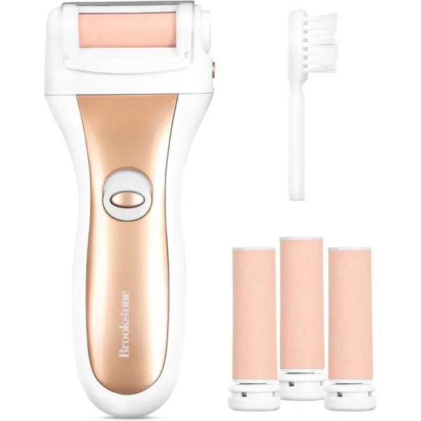 Brookstone Electric Foot Callus Remover  Diamond MicroMineral Roller Head Specially Made for Dry Feet Cracked Heels and AllAround Foot Repair  Pedicure Tools for at Home Foot Care  SeafoamRose Gold with Refills