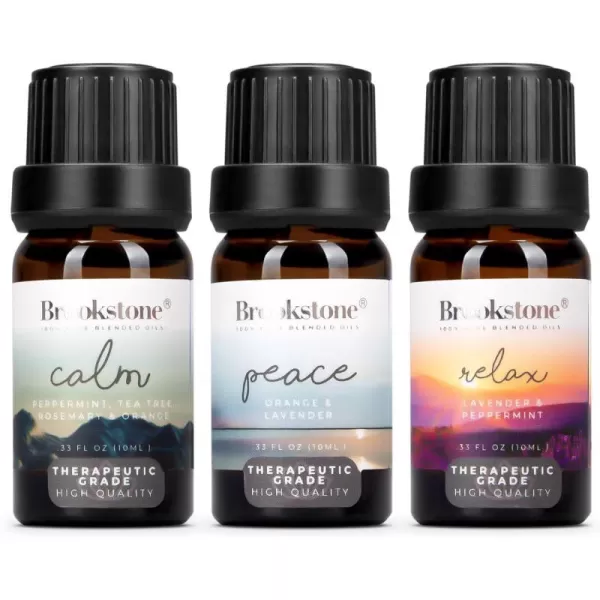 Brookstone Essential Oil Blends Sleep Collection  Organic Essential Oil Set for Aromatherapy Diffuser Massage Oil and Candle Scents  3Pack 10ml BottlesSleep Collection