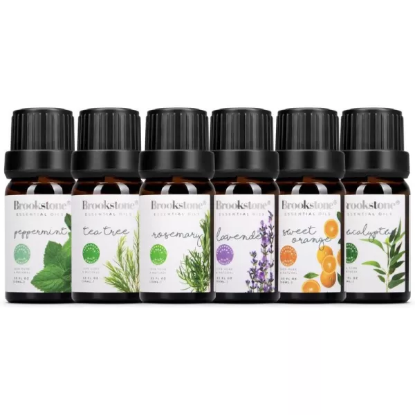 Brookstone Essential Oil Herbal Collection  100 Pure Steam Distilled Therapeutic Grade Essential Oil Set for Aromatherapy Diffuser and Topical Use  6Pack 10ml BottlesBrookstone Essential Oil Herbal Collection  100 Pure Steam Distilled Therapeutic Grade Essential Oil Set for Aromatherapy Diffuser and Topical Use  6Pack 10ml Bottles