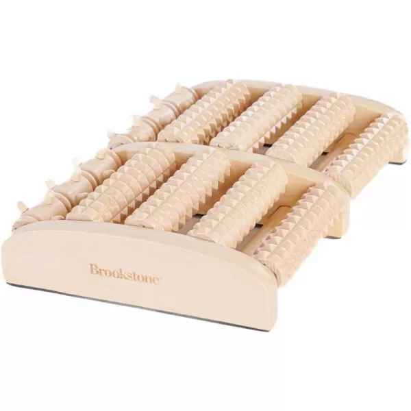 Brookstone Foot Roller Massager for Tension Relief  Wood Foot Massage Tool  Stimulate Foot Reflexes Relieve Stress and Soothe Tension  Wooden Rolling Massager WalnutOak