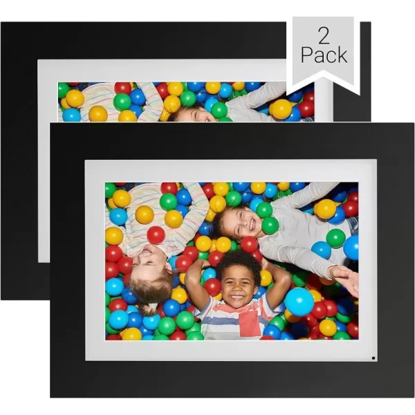 Brookstone PhotoShare 10 Smart Digital Picture Frame Send Pics from Phone to Frames WiFi 8 GB Holds 5000 Pics HD Touchscreen Premium Espresso Wood Easy Setup No Fees101 2Pack Black