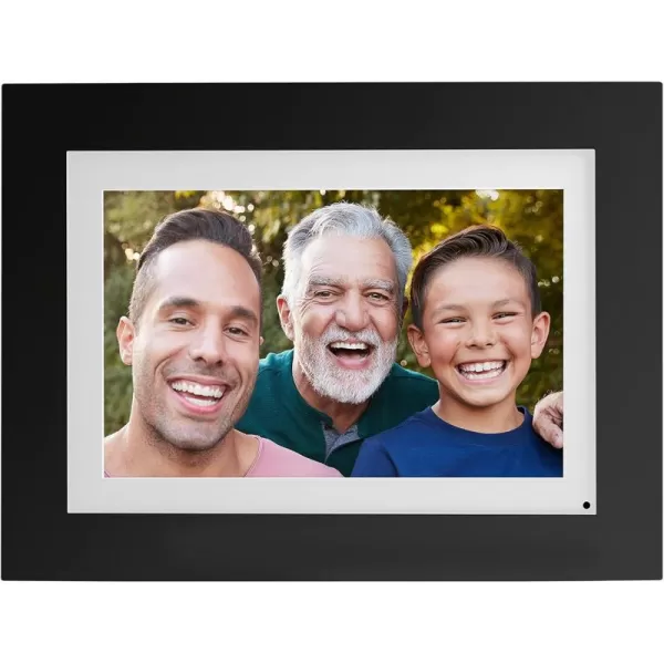 Brookstone PhotoShare 14 Smart Digital Picture Frame Send Pics from Phone to Frames WiFi 8 GB Holds 5000 Pics HD Touchscreen Premium Espresso Wood Easy 1min SetupBlack