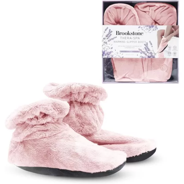 Brookstone Premium TheraSpa Warming Booties with Hot and Cold Therapy Foot Warmer LavenderInfused One Size Fits Most Blush PinkBlush Pink