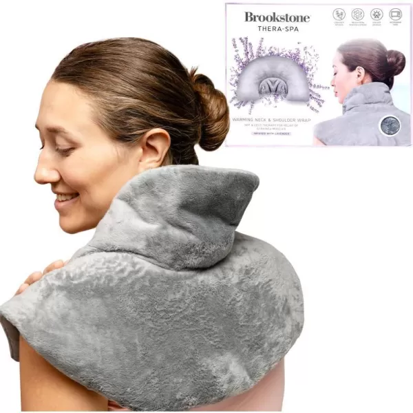 Brookstone TheraSpa Premium Hot and Cold Therapy Body Wrap with Straps Cooling and Microwave Heating Pad LavenderInfused Portable Midnight BlackNeck Wrap  Glacier Gray