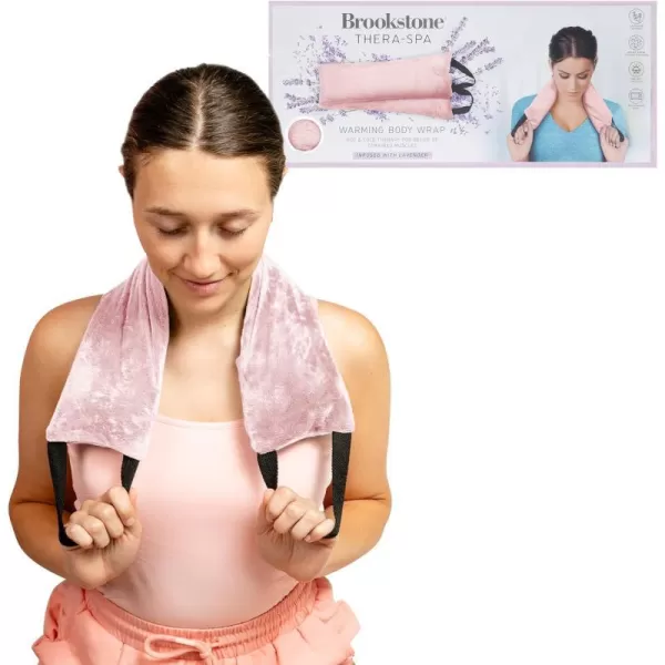 Brookstone TheraSpa Premium Hot and Cold Therapy Body Wrap with Straps Cooling and Microwave Heating Pad LavenderInfused Portable Midnight BlackNeck and Shoulder Wrap  Blush Pink