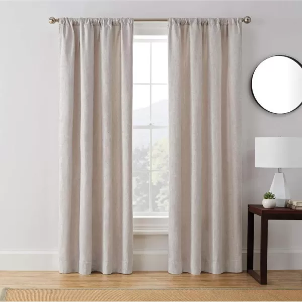 Brookstone Troy Mid Century Modern Room Darkening Rod Pocket Window Curtains wLiner for Bedroom Single Panel 50 in x 63 in BrownBeige 50 in x 108 in