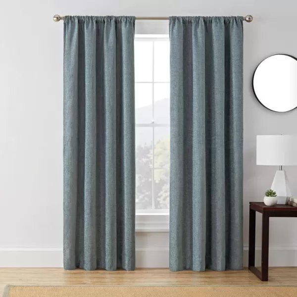 Brookstone Troy Mid Century Modern Room Darkening Rod Pocket Window Curtains wLiner for Bedroom Single Panel 50 in x 63 in BrownBlue 50 in x 108 in