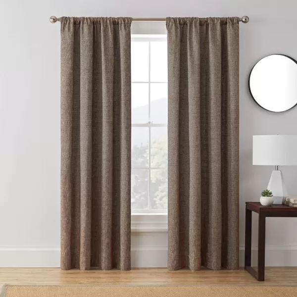 Brookstone Troy Mid Century Modern Room Darkening Rod Pocket Window Curtains wLiner for Bedroom Single Panel 50 in x 63 in BrownBrown 50 in x 108 in